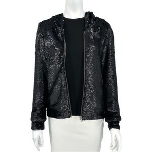 NWT Luxe Sequin Hoodie Black Jacket AS by DF size: XS